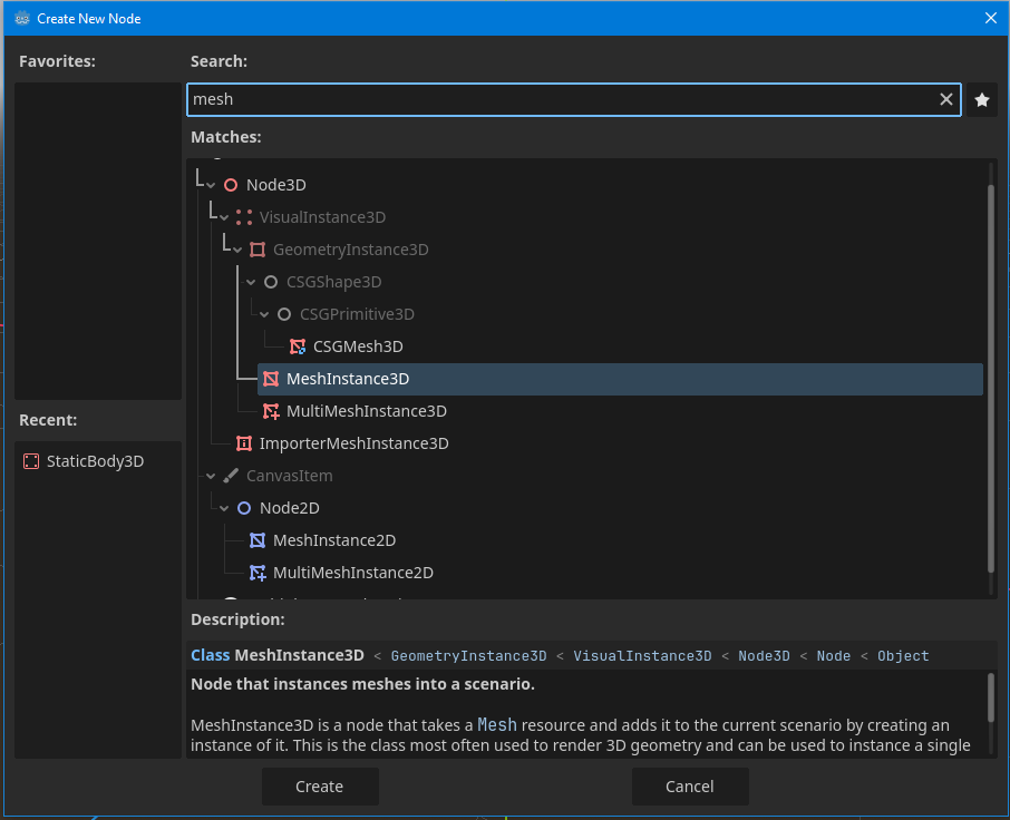 Search for MeshInstance3D